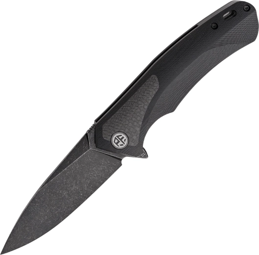 Petrified Fish PUB PF838CDW nóż składany 9,5 cm, Black Stonewash, czarne G10 z włóknem węglowym