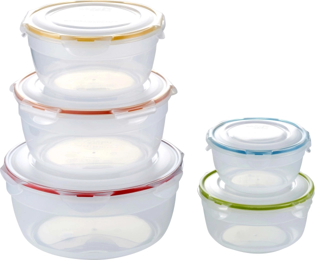 Zestaw okrągłych pojemników na żywność LOCK, 5 szt.