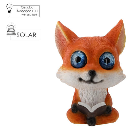 Figurka ogrodowa lisy z solarnym oświetleniem LED 22 × 16,5 × 28 cm
