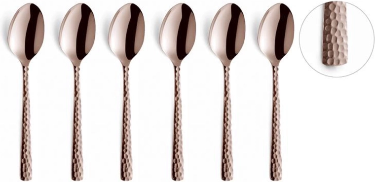 Nierdzewne łyżeczki do mokki Amefa Felicity, 6 szt., różowe