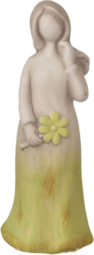 Ceramiczny aniołek z kwiatuszkiem szaro-zielony 24 cm