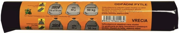 Mocne czarne worki na odpady 280 l, 115 × 170 cm, 3 szt.