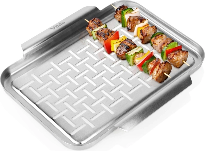 Perforowana taca do grillowania ze stali nierdzewnej Vilde 29,5 × 25,5 cm