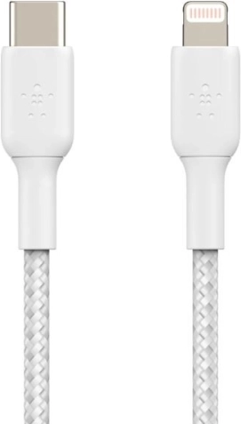 Plecione przewód USB-C na Lightning 1m biały