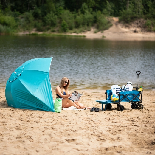 2w1: parasol i parawan plażowy