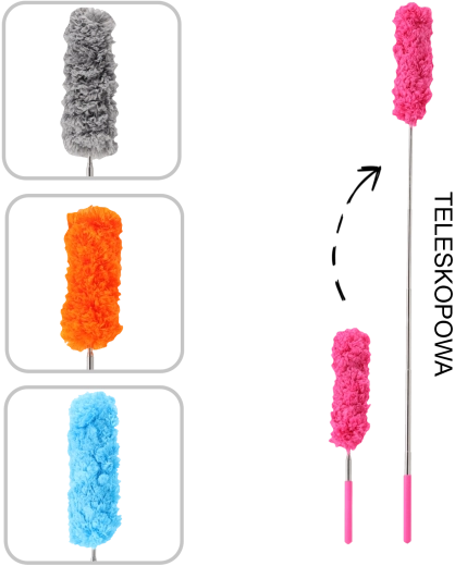 Teleskopowa miotełka z mikrofibry 38–85 cm, mix kolorów