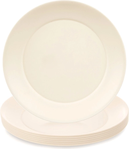 Plastowe płaskie talerze SANDY 23,5 cm, 6 szt., kremowe