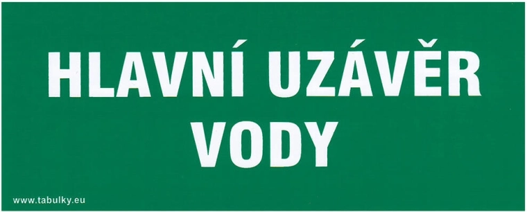 Samoprzylepna tabliczka bezpieczeństwa Główny zawór wody 210 × 87 mm