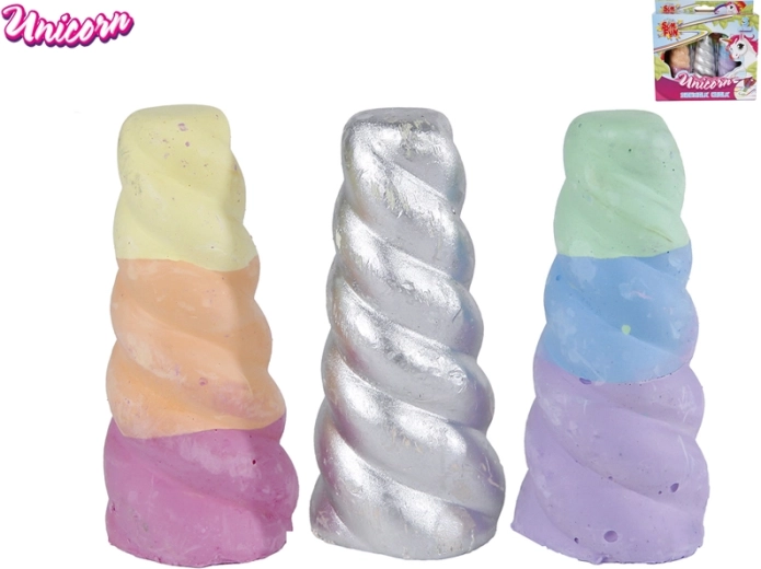 Kolorowe kredy chodnikowe róg jednorożca, zestaw 3 szt.