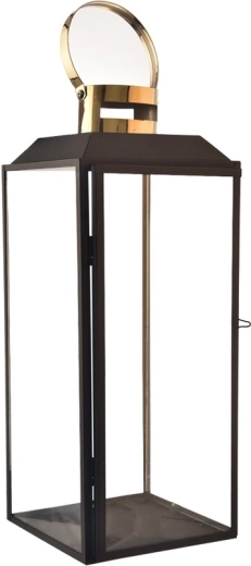 Metalowa dekoracyjna latarnia czarno-złota 34 cm