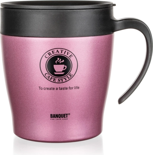 Różowy kubek termiczny Tazza 330 ml ze stali nierdzewnej