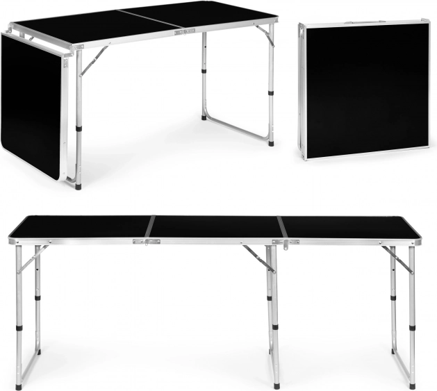 Stolik turystyczny – składany stół kempingowy z czarnym blatem 180 × 60 cm