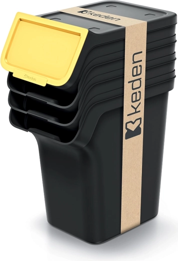 Stosowany zestaw koszy do segregacji odpadów 4×20 l KEDEN STACKBOX