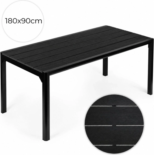 Stół ogrodowy dla 6–8 osób 180 × 90 cm czarny MultiGarden