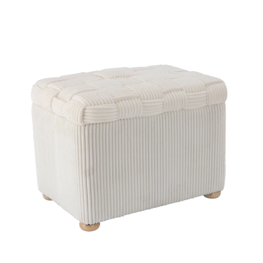 Beżowy pleciony prostokątny puf 60 × 40 × 44 cm