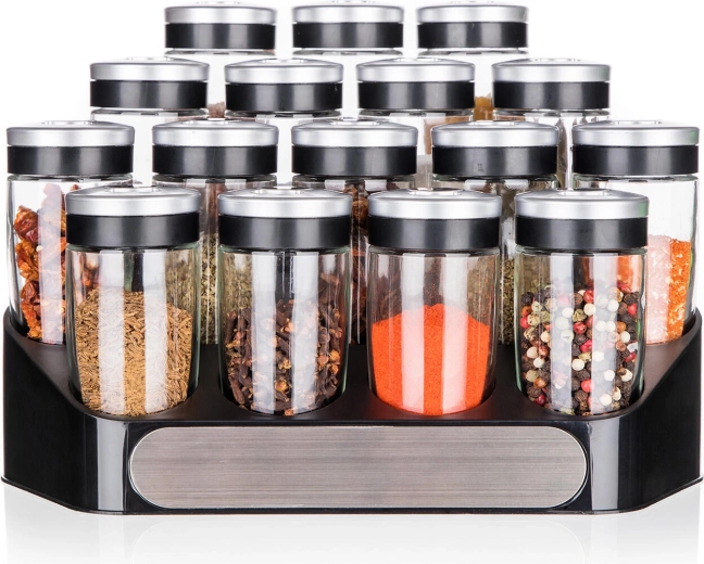 Przejrzysty, piętrowy stojak oszczędza miejsce