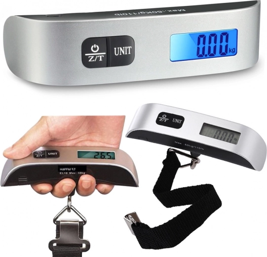 Cyfrowa waga bagażowa 50 kg z wyświetlaczem LCD