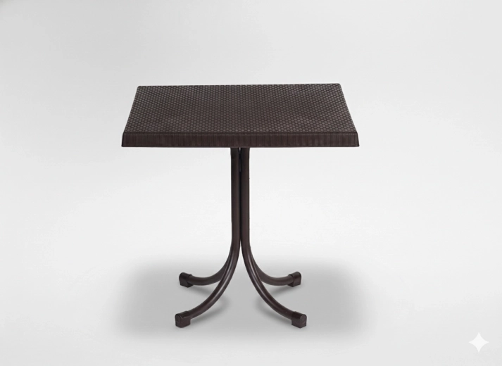 Ogrodowy stół rattanowy na jednej nodze 80 × 80 × 73 cm, brązowy