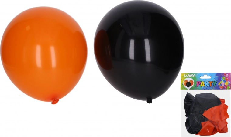 Balony na Halloween 30 cm – zestaw 10 szt., czarne i pomarańczowe