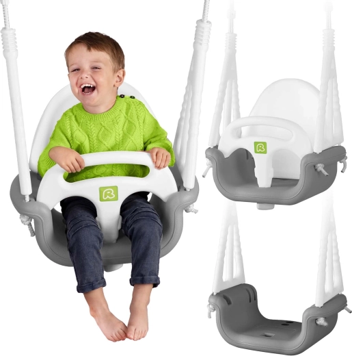 Ricokids modułowa huśtawka dziecięca 3w1 szaro-biała