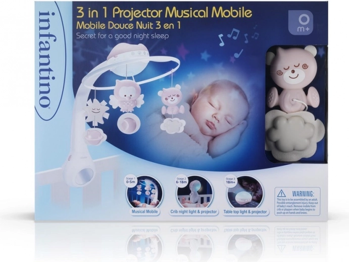 Karuzela muzyczna 3w1 INFANTINO – Pudrowy róż