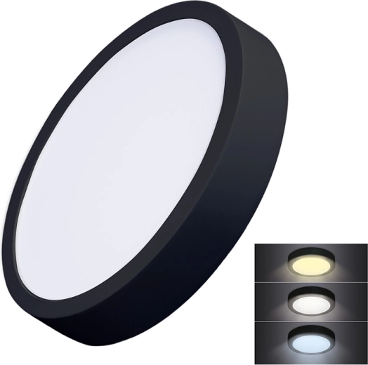 Solight LED natynkowy panel mini CCT 24 W, okrągły, czarny
