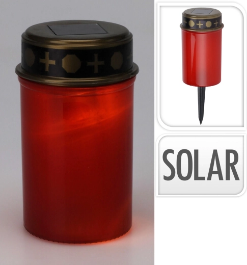 Cmentarna świeczka LED z ładowaniem solarnym, szpikulec, 12 cm