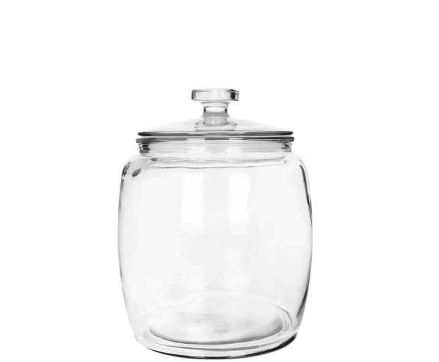 Szklany pojemnik 1,5 l o okrągłym kształcie ze szklaną pokrywką