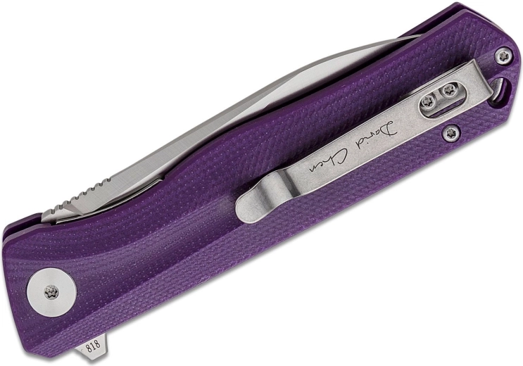 Ergonomiczna fioletowa rękojeść G10 z klipsem