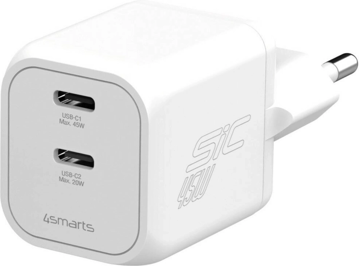 Ładowarka sieciowa 4smarts 45 W PD SiC Dual biała