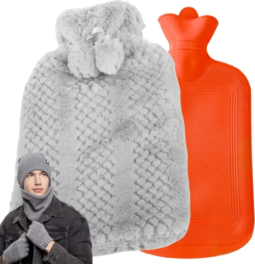 Termofor z dzianym pokrowcem 2 l, ciemnoszary