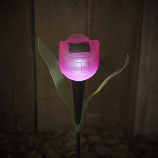 LED-owa solarna lampa ogrodowa w kształcie tulipana - 1 sztuka