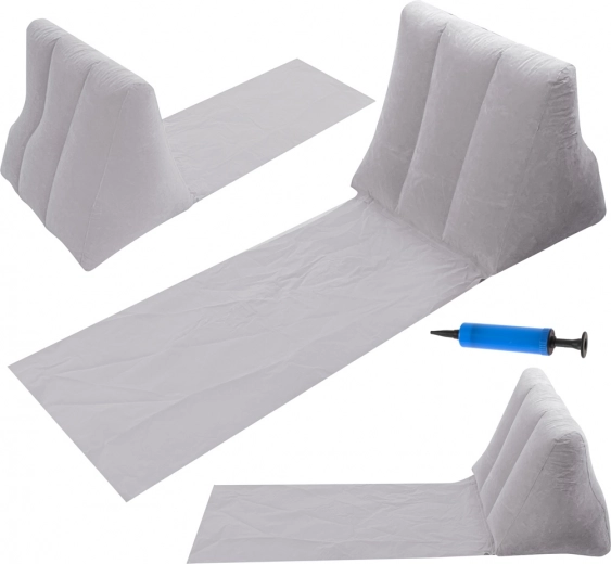 Nadmuchiwana plażowa mata z oparciem i poduszką – Szary