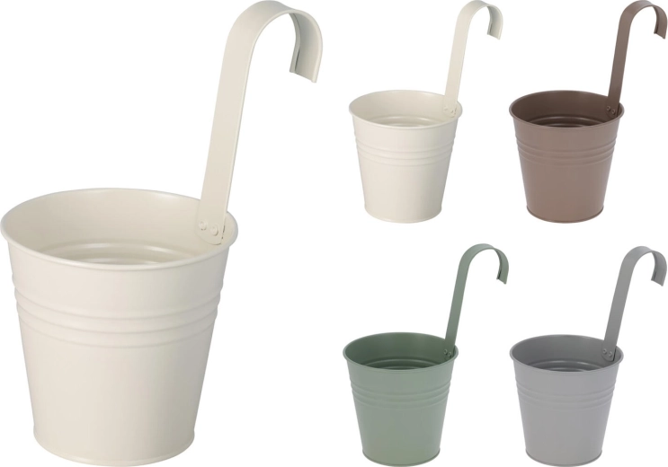 Wisząca doniczka dekoracyjna 13 cm z ocynkowanego metalu – mix kolorów