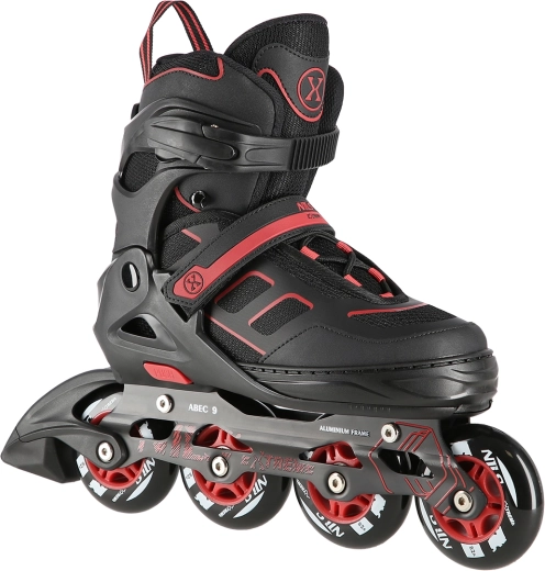 Rolki Nils Extreme czarno‑czerwone, regulowany rozmiar