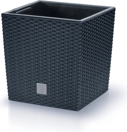 Doniczka Rato Low z wkładem 26,2 × 26,2 cm – antracyt