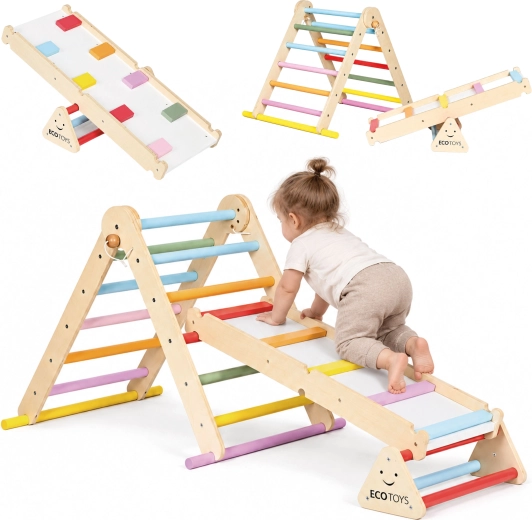 Drewniany trójkąt Montessori Luna z dwustronną deską ECOTOYS