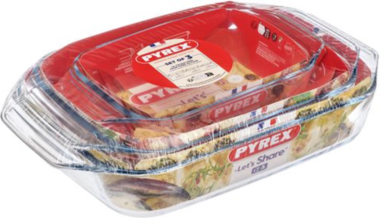 Zestaw szklanych naczyń żaroodpornych PYREX 3 szt. (1,4 l + 3 l + 4 l)