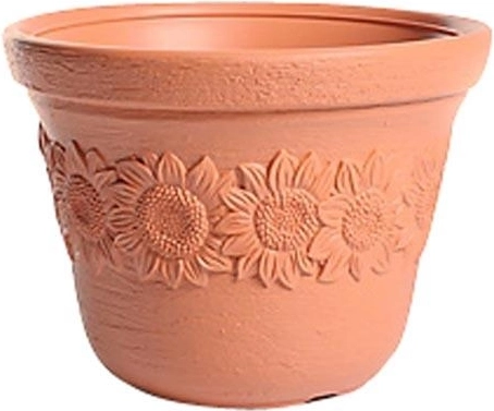 Doniczka SUNNY 35 cm ceglana z dekorem