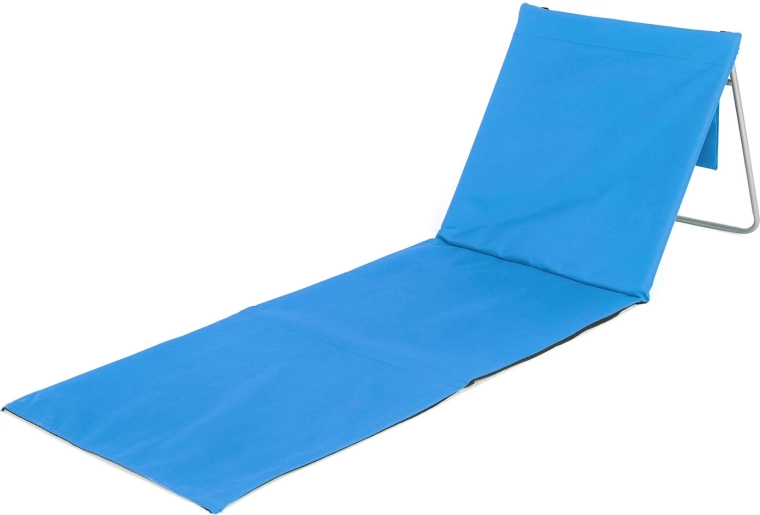 Składana mata plażowa z oparciem AUSTIN 160 × 54 cm, niebieska