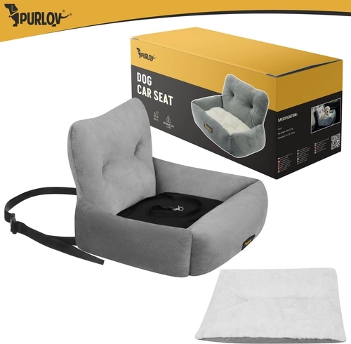 Fotelik samochodowy dla psa i kota Purlov rozmiar S 44 × 35 × 30 cm szary