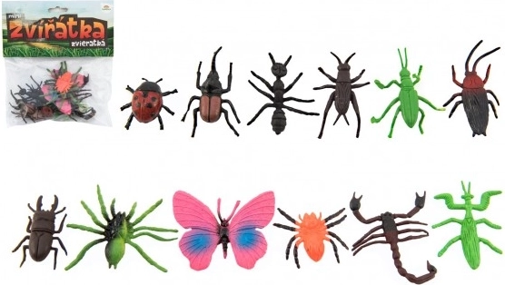 Mini plastikowe zwierzątka i owady 12 szt.