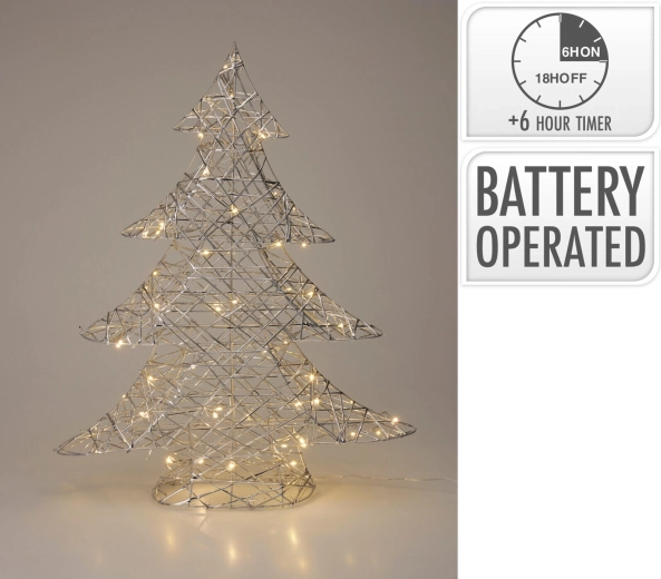 Srebrna choinka LED z timerem, 60 cm