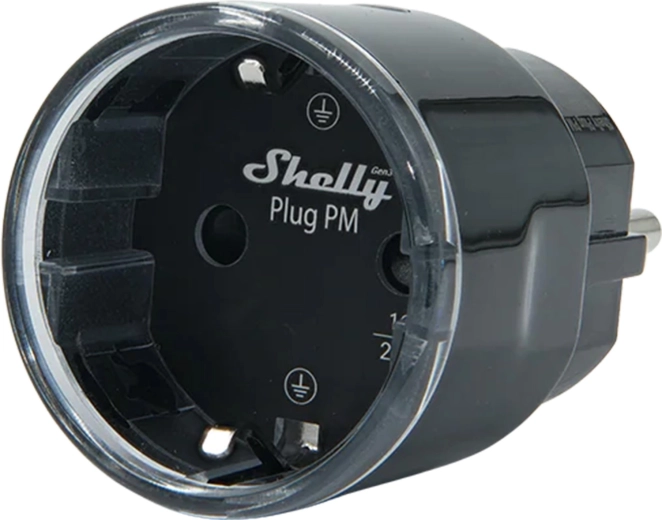 Shelly Plug PM Gen3 Matter inteligentne gniazdko z pomiarem zużycia energii, czarne