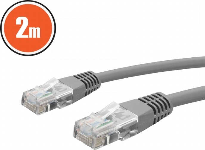 Kabel krosowy sieciowy CAT5e UTP 2 m, szary