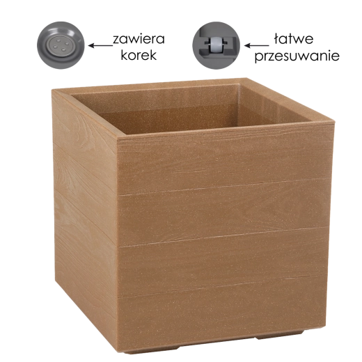 Donica Lamela Karo Eco Wood z imitacją naturalnego drewna 39 cm