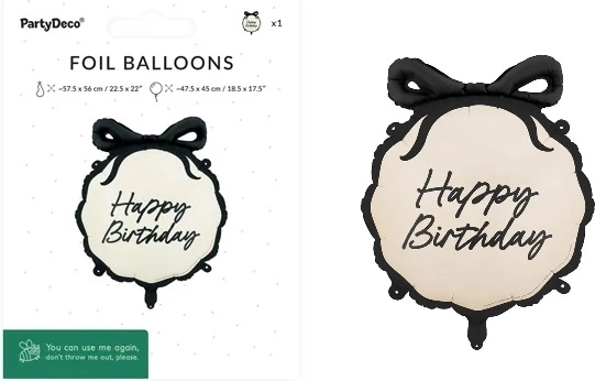 Foliowy balon w kształcie pastylki Happy Birthday 47,5 × 45 cm mix