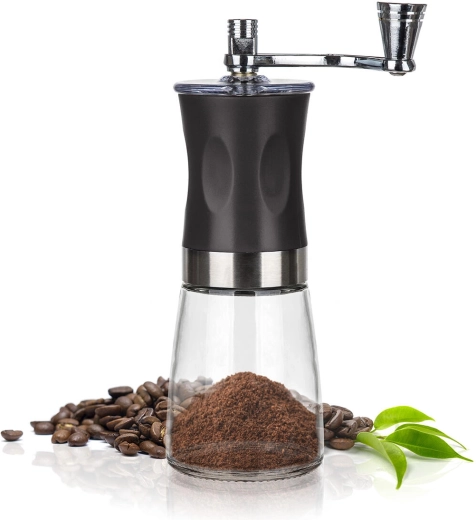 Szklany pojemnik i ergonomiczna korbka