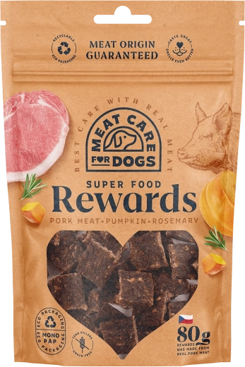 Meat Care Rewards Dog przysmaki – wieprzowe z dynią i rozmarynem 80 g