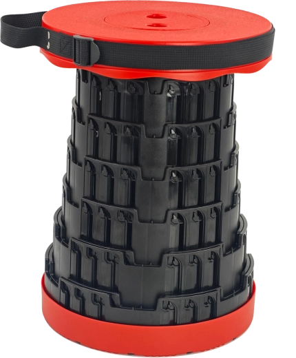 Teleskopowy składany stołek czerwony 7–45 cm